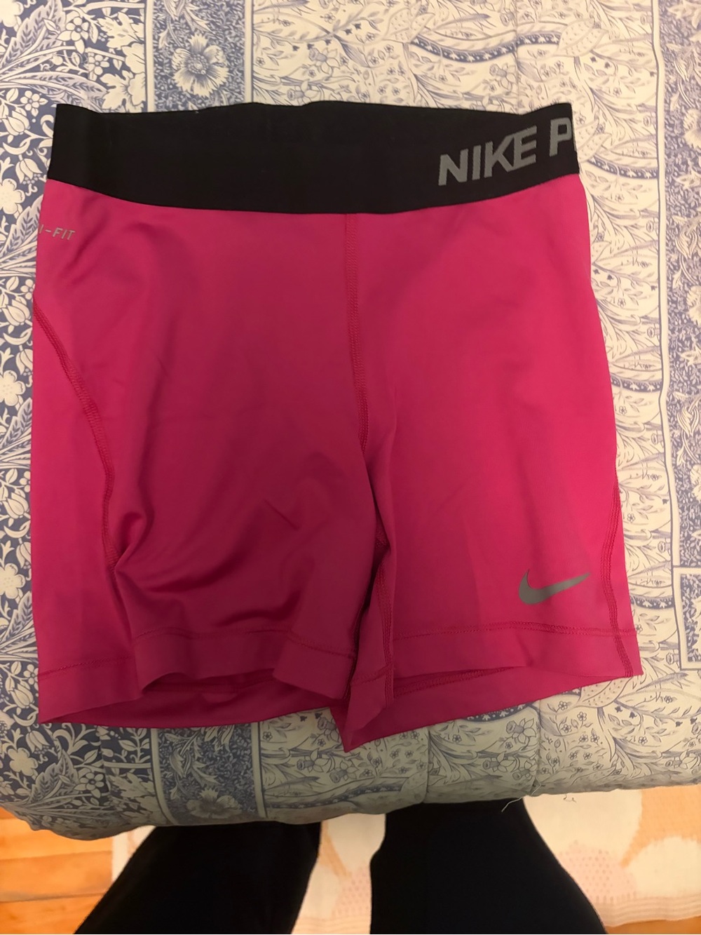 Nike Women's Hot Pink Athletic Compression Shorts with Black Waistband